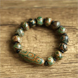 Real Natural Onyx Beaded Bracelets With Dzi Bead Evil Eye For Women Men Natural Stone Antique Retro Tibetan Buddhism Jewelry - GQTORCH Jewelry