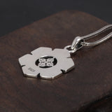 Real 925 Sterling Silver Mantra Pendant Six Words Om Buddhist Jewelry Vintage Women Men Accessories