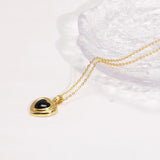 925 Sterling Silver Black Agate Heart Shaped Pendant Necklace High Grade Women's Clavicle Chain Sweater Chain Party Jewelry Gift - GQTORCH Jewelry