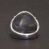925 Sterling Silver Black Stone Agate Signet Ring for Men and Women Heart Pattern Vintage Turkish Rings Fashion Jewelry
