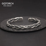 925 Sterling Silver Twisted Woven Bracelet Bangle Cuff Man Women Handmade Exquisite Unique Opening Viking Jewelry Gift - GQTORCH Jewelry