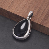 925 Sterling Silver Black Onyx Locket Pendant Necklace for Women Water Drop Frame Openable Pendants Fashion Vintage Jewelry