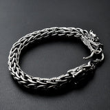 Viking Dragon Bracelet 925 Sterling Silver Handcrafted Braided Wristband For Men Fine Jewelry