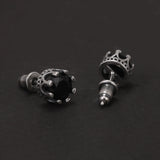 7mm 925 Sterling Silver Zircon Stud Earrings for Men Women Geometric Purple Black Fashion Punk Vintage Ear Jewelry Gift