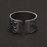 925 Sterling Silver Dragon Heart Sutra Ring for Men Women Buddhist Opening Type Punk Retro Party Jewelry Accessories