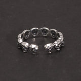 Adjustable S925 Sterling Silver Small Skull Ring for Women Size 5-7 Simple Punk Style Personality Opening  Fine Jewelry