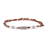 3pcs/set 999.9 Fine Silver Braided Open Bangle Heart Sutra Engraved Fish Charm Colorful Thread Red Black Knot Rope Stack Jewelry