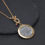 925 Sterling Silver Gold Coin Goddess Necklace for Women Portrait Pendant Bead Chain Two-tone Fashion Vintage Jewelry