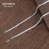 Real 925 Sterling Silver 2.5mm Curb Chain for Men and Women Simple Flat Braided Snake Chain Hip Hop Jewelry