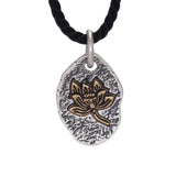 Vintage Tibetan 925 Sterling Silver Inlaid Copper Lotus Pendant Necklace for Men and Women's Jewelry Accessories