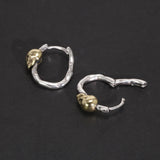 S925 Sterling Silver Skull Gold Plated Hoop Earrings Vintage Punk Earrings Men and Women Jewelry