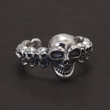 925 Sterling Silver Gothic Skull Ring for Men and Women Hiphop Punk Retro Finger Accessories Adjustable Biker Jewelry