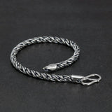 4mm Real Viking 925 Sterling Silver Handmade Braided Chain Bracelets for Men and Women Retro Punk Style - GQTORCH Jewelry