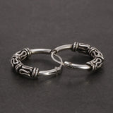 925 Sterling Silver Ladies Hoop Earrings Round with Pattern Retro Vintage Style Ladies Jewellery