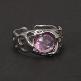 Authenic 925 Sterling Silver Opal Irregular Ring for Women Zircon Finger Rings Adjustable Vintage Y2K Fashion Jewelry