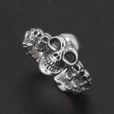 925 Sterling Silver Gothic Skull Ring Adjustable Death Head Open Ring Biker Punk Rock Hiphop Street Party Jewelry Accessories