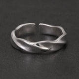 925 Sterling Silver Mobius Wave Ring for Women Men Opening Twisted Finger Band Simple Retro Trendy Party Jewelry Accessories