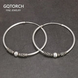 16mm 20mm 30mm 40mm Real 925 Sterling Silver Hoop Earrings for Women Round Circle Retro Vintage Antique Style Women's Jewelry