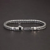 Guaranteed 925 Sterling Silver Bracelet Braided Chain with Plug Safety Buckle Keel Viking Jewelry for Men and Women