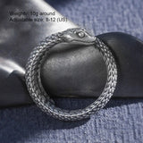 Pure 999 Sterling Silver Viking Snake Rings For Men and Women Retro Hipster Ring Opening Fine Jewelry