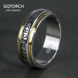 Sterling Silver S925 Ring for Men and Women Russian Aphorism Engraving Fashion Spinner Rotatable Couple Ring