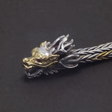 9mm 925 Sterling Silver Dragon Head Braided Bracelet for Men 20cm Vintage Hiphop Punk Two-tone Handcraft Jewelry Accessories