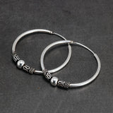 30mm Hoop Earrings for Women 925 Sterling Silver Retro Round Thai Silver Circle Women Jewelry Accessory Punk Brincos Pendientes