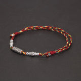 925 Sterling Silver Koi Carp Wrap Bracelet Hand Braided Lucky Red Strings Lover Gift for Men and Women Adjustable