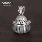 925 Sterling Silver Pendant Openable Vintage Woven Openable Small Sachet Pendant Jewelry