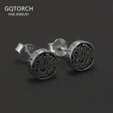 7mm 925 Sterling Silver Retro Viking Dragon Stud Earrings Men Women Round Shaped Vintage Punk Biker Jewelry Gift Hypoallergenic