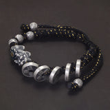 999 Pure Silver Five Emperors' Money Pixiu Braided Rope Bracelet Good Luck Rich Money Fortune Wealth Retro Amulet Jewelry Gift