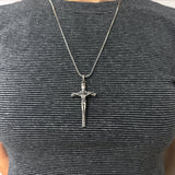 Pure 925 Sterling Silver Crucifix Cross Pendant for Men Women Vintage Catholic Christ Jesus Necklace Regilion Jewelry