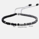 3mm Round Black Onyx And Cubic MARCASITE Beads Natural Stone Bracelet For Women Sterling Silver Reiki Yoga Jewelry DIY - GQTORCH Jewelry