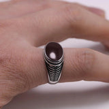 Guaranteed 925 Silver Rings Cool Antique Turkish Men or Women Black Ring With Stone Sterling Silver Jewelry Anello Uomo - GQTORCH Jewelry