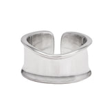 925 Sterling Silver Minimalist Wide Ring for Women Adjustable Size 6-9 Irregular Glossy  Jewelry Gift Design Opening