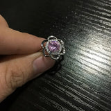 1 Carat CZ Stone Ring Real Pure 925 Sterling Silver Flower Shaped Yellow Purple Stone Eight Heart Eight Arrows Flashing