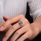 Vintage Thai Silver Cubic Rose Rings 100% Genuine 925 Sterling Silver Party Flowers Rings For Women Floral Elegant Jewelry