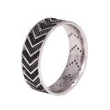 925 Sterling Silver Rings for Men and Women CZ Paved Setting Geometrical Tire Pattern Wedding Band - GQTORCH Jewelry