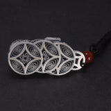 Genuine 999 Sterling Silver Pixiu Pendant Necklace Hollow Design Ladies Men's Retro Antique Matte Lucky Fengshui Jewelry