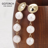 925 Sterling Silver Natural Freshwater Pearl Drop Earrings for Women Gold Plated Long Tassel Earrings Elegant Party Jewelry Gift