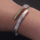 999.9 Pure Silver Bohemia Feather Cuff Bracelet for Men Women Retro Punk Vintage Wrist Open Bangle Party Jewelry Gift
