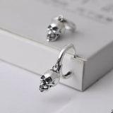 S925 Silver Halloween Retro Skull Head Lady Earring Pendant Punk Hip Hop Fashion Silver Jewelry Party Gift Gift Aretes De Muje