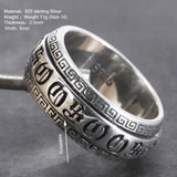 Real 925 Sterling Silver Rings Retro Rotatable Shifting Lucky Tibetan Six Words Om Mani Padme Hum Buddha Ring For Men And Women