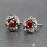 Real 925 Sterling Silver Circling Snake Stud Earrings for Women Inlaid Red Garnet Onyx  Natural Stone Vintage Earrings