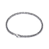 3pcs/set 925 Sterling Silver Twisted Woven Bangle Bracelet Charm Beaded Rope Adjustable Handmade Fashion Retro Male Jewelry