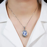 925 Sterling Silver Cameo Locket Pendant Necklace Blue Agate White Shell Openable Pendant Vintage Jewelry