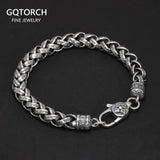 Sterling Silver 925 Bracelet For Men Punk Rock Six Character Mantra Hand Woven Buddha Jin Gangchu Bracelet Peace Jewelry