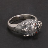 Sterling Silver 925 Bite Coin Pixiu Ring for Men and Women Wealth Amulet Transfer Lucky Retro Jewelry