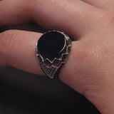 925 Sterling Silver Black Onyx Signet Ring for Men Micro Inlaid Zircon Red Green Agate Turkish Rings Fashion Vintage Jewelry