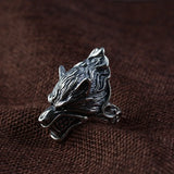 S925 Sterling Silver Vintage Thai Silver Ring for Men Wolf Head Open Exaggerated Punk Rock Style Big Ring Vintage Jewelry